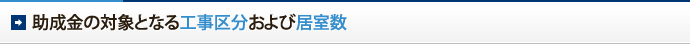 助成金の対象となる工事区分および居室数